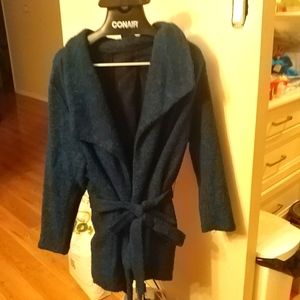 🌡Teal Blue Wool Boucle Coat Belt Pockets No Tags 2X